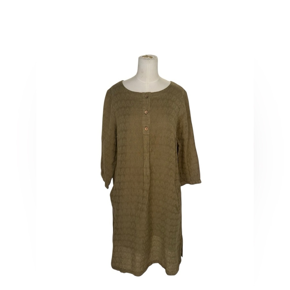 Soft Surroundings Cotton Linen Blend Dress • Earthy Minimalist Tunic - Picture 3 of 8
